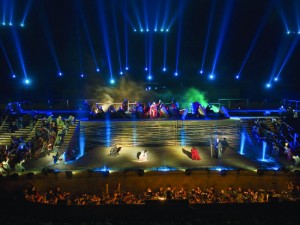 Nabucco onstage at the foot of Masada. Photo by A. Michael