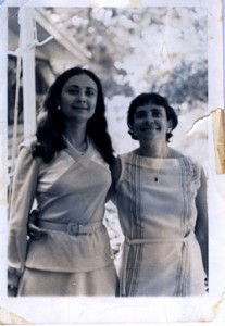 The author (above right) memorialized her sister (left).