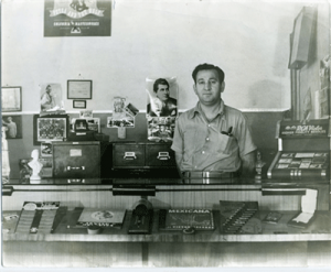 A shop vendor at a Boyle Heights store in the 1950s. Courtesy of Bruce A. Phillip