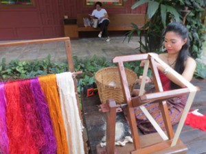 A silkweaving demonstration at the Jim Thompson House and Museum.