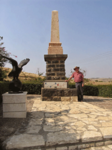Yerach Paran stands next to the memorial to the fallen Turkish pilots. Photo by Esther Hecht.