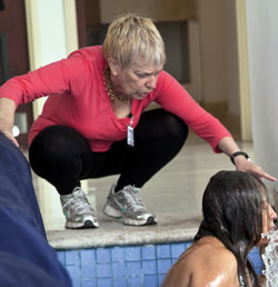 Author Judith Fein supervises a mikve ritual. Photo by Paul Ross.