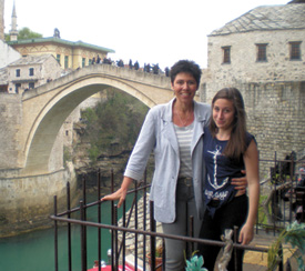 Sally Becker and her daughter, Billie, in Mostar.