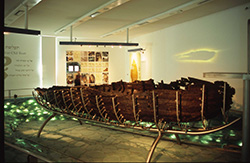 The "Jesus Boat" on view at the Yigal Allon Center. Photo courtesy of Itamar Grinberg/www.goisrael.com.