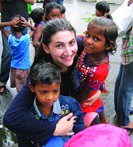 GPM participant Melissa Rutman, with Mumbai children.